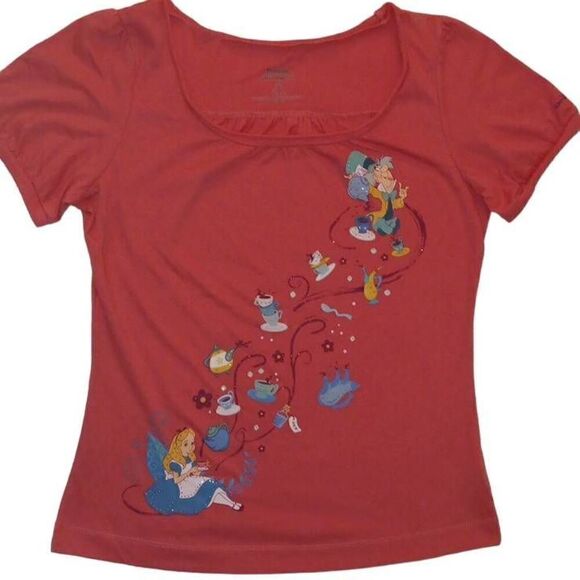 Alice and Wonderland Scooped Neck Cotton Shirt Size Large  Brand Disney  Color O - Picture 2 of 6